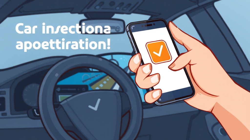 자동차 검사, 간편하게 예약하세요! (cartoon 스타일)