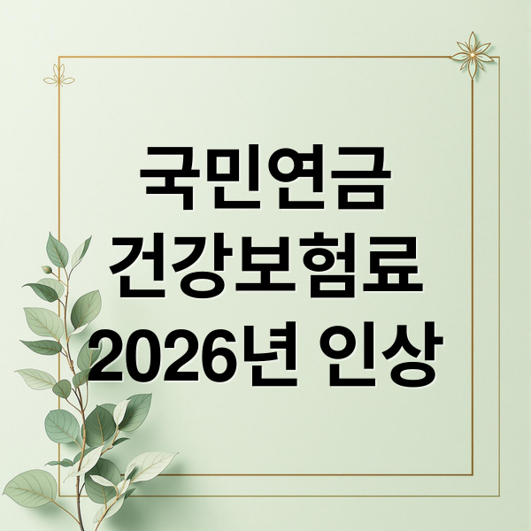 국민연금
건강보험료
2026년 인상 (국민연금 수령 건강보험료 2026년 건보료 인상)