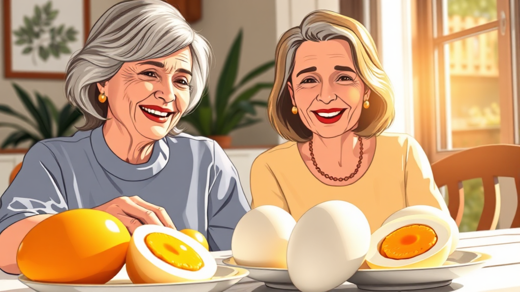 중년 맞춤 다이어트 식단: 계란 활용법 (illustration 스타일)