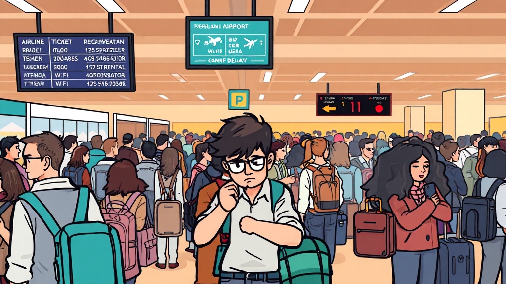 공항 대기 & 추가 조치 (cartoon 스타일)