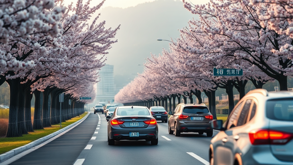 하동 벚꽃 여행 시 교통 정보 및 정체 피하는 팁 (realistic 스타일)