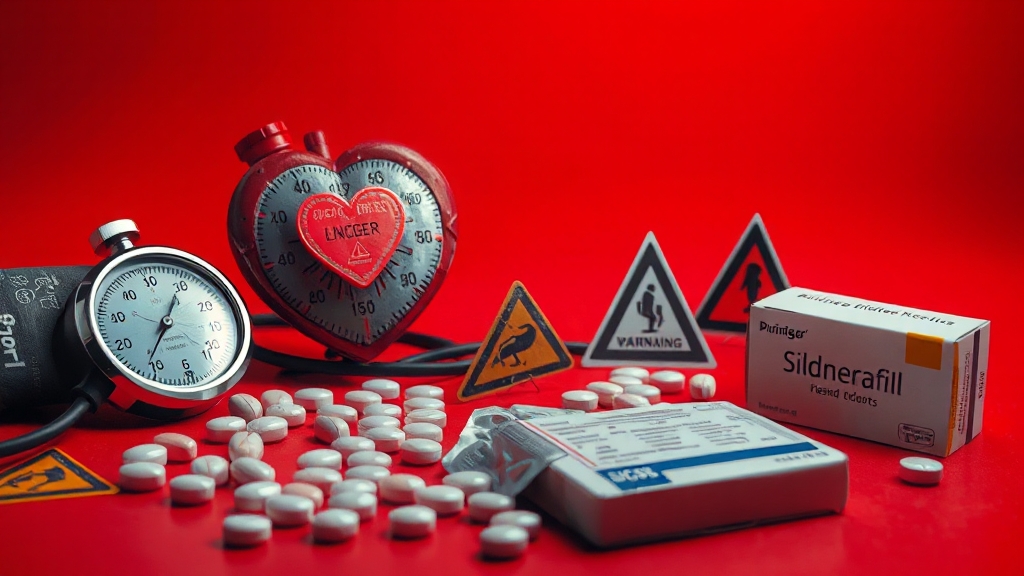 실데나필 복용 시 주의사항 (realistic 스타일)