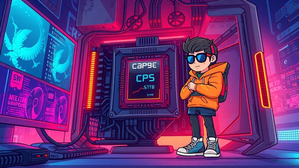 게임 시 CPU 온도, 최적 성능 유지! (cartoon 스타일)