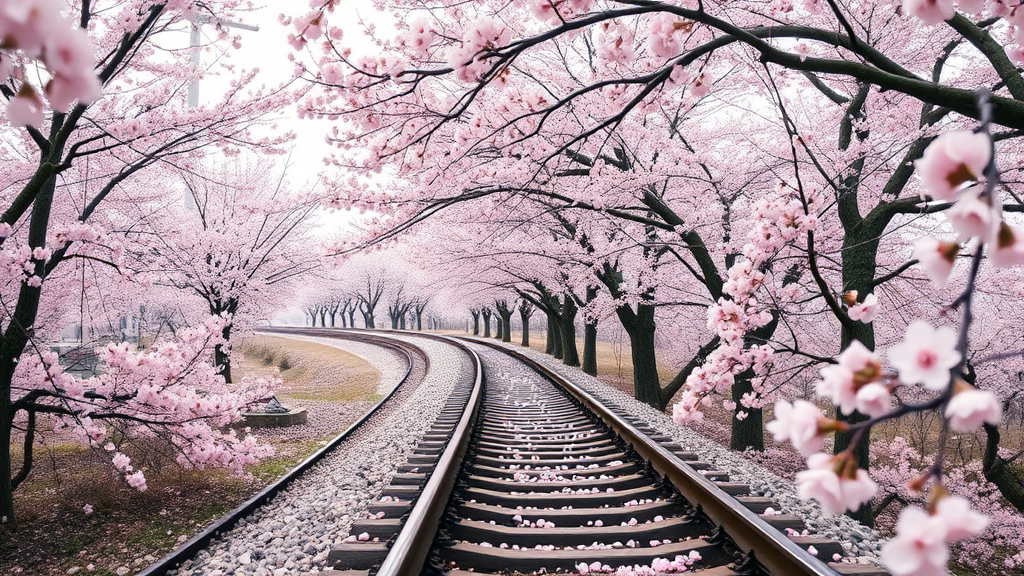 벚꽃 명소: 환상적인 벚꽃 풍경 감상하기 (realistic 스타일)