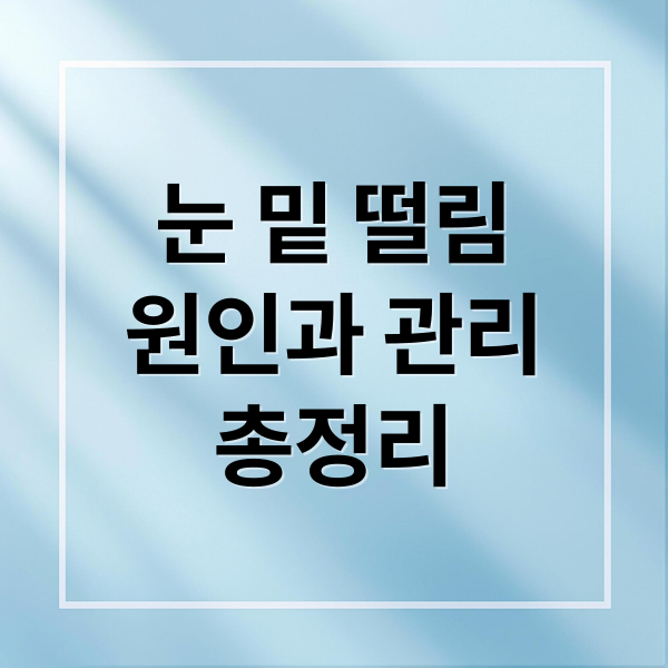 눈 밑 떨림
원인과 관리
총정리 (눈밑 떨림)
