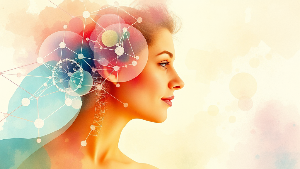 장뇌축 이론과 장-뇌 연결성 (watercolor 스타일)