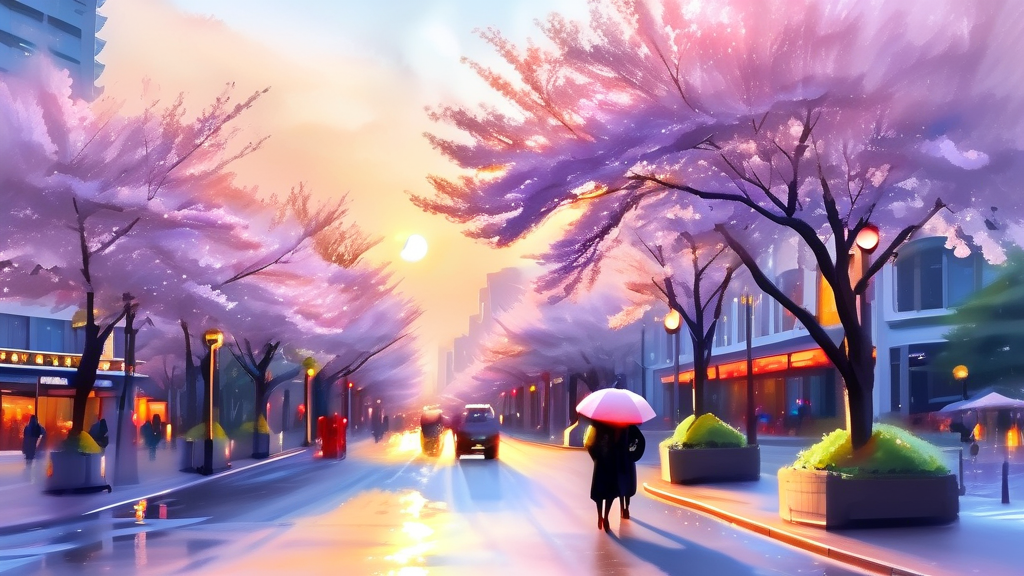 2026년 부산 벚꽃 개화 시기 예상 (watercolor 스타일)