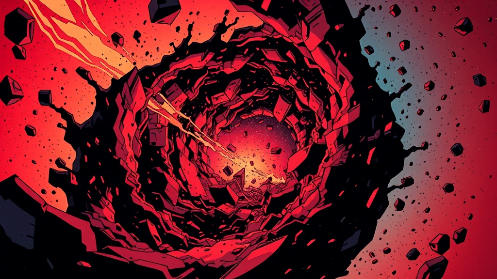 빅 크런치: 우주 수축과 대붕괴 이론 (cartoon 스타일)