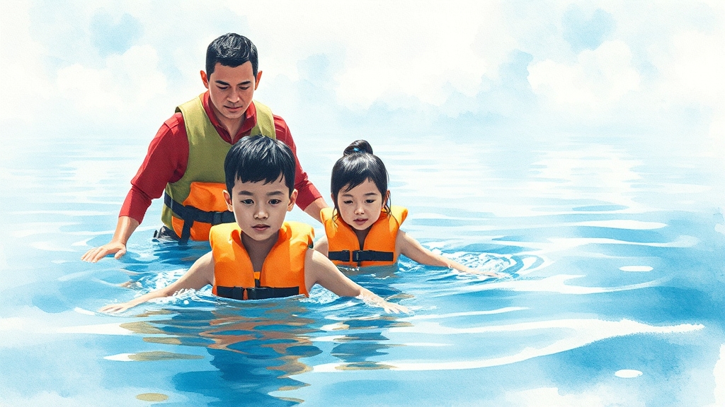 물놀이 안전 수칙 (watercolor 스타일)