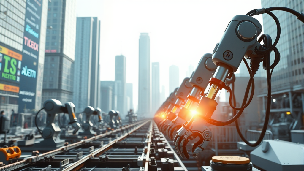 로봇 산업 투자 시 고려 사항 (realistic 스타일)