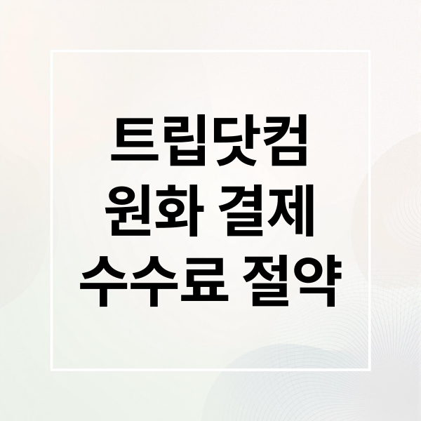 트립닷컴
원화 결제
수수료 절약 (트립닷컴 원화결제 수수료)