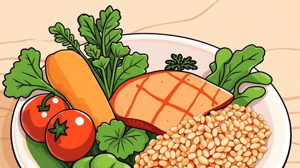 혈당 관리를 위한 식단의 중요성 (illustration 스타일)