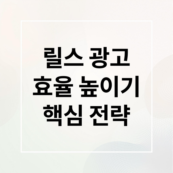 릴스 광고
효율 높이기
핵심 전략 (인스타 릴스 광고비 효율 최적화 키워드)