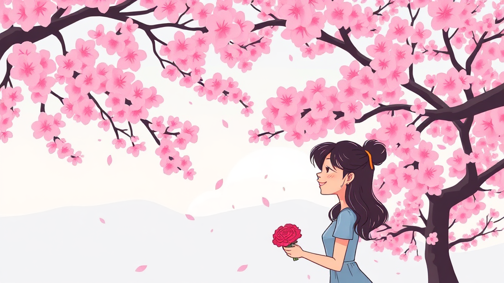 사랑과 벚꽃의 연결고리 (cartoon 스타일)