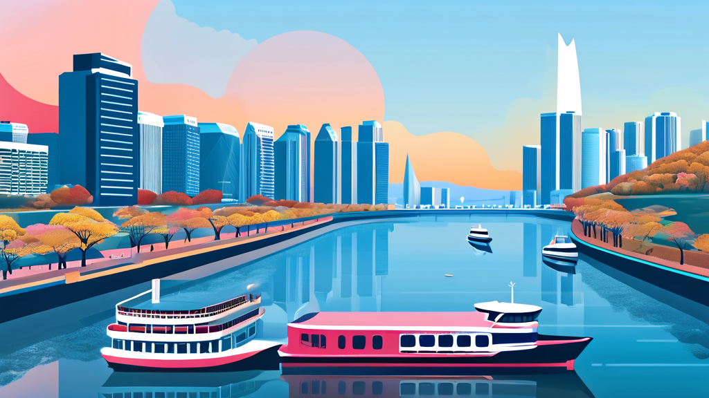 중랑천 수변 문화 공간 조성 계획과 접근성 향상 (illustration 스타일)