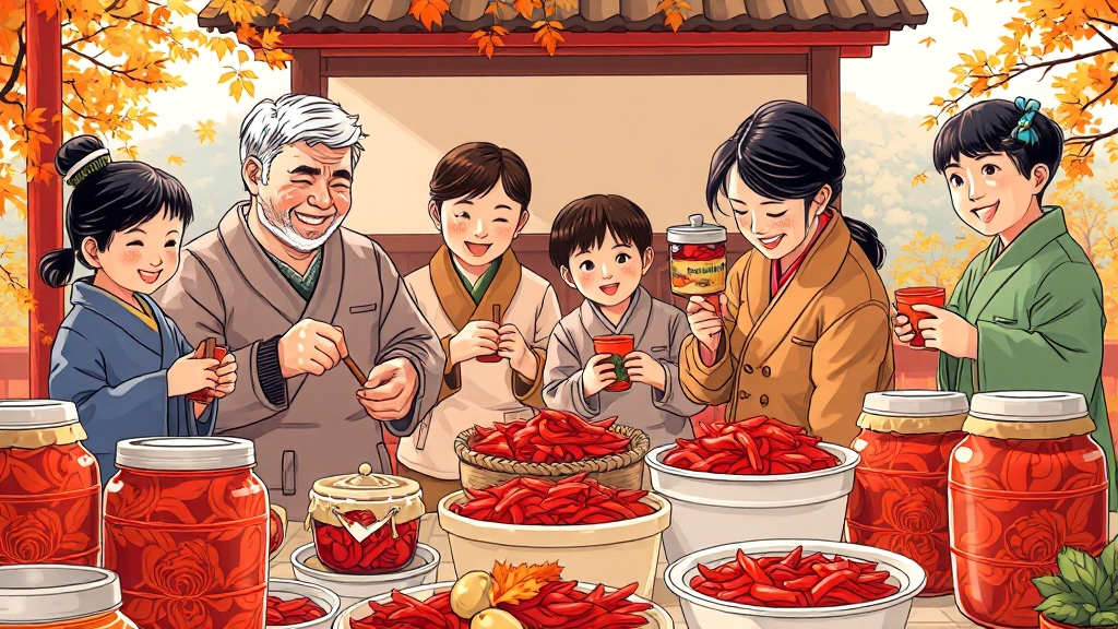 김장 체험 과정 및 준비물 (illustration 스타일)