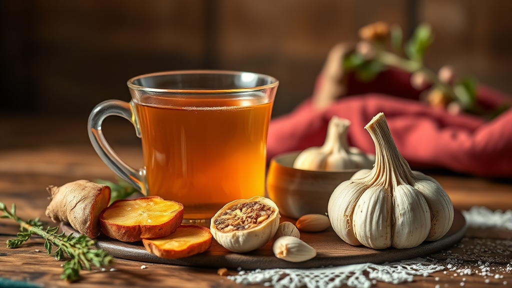 마늘과 생강: 면역력 듀오 (realistic 스타일)