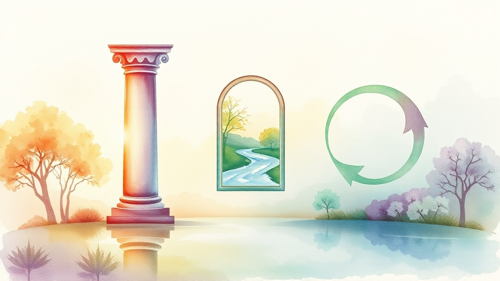 퇴직연금, 어떤 종류가 있나요? (watercolor 스타일)