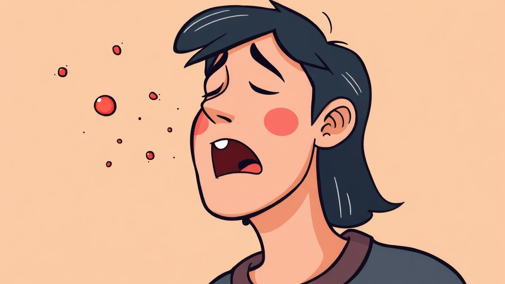 환절기, 건조함, 먼지: 마른 기침을 유발하는 환경 요인 (cartoon 스타일)