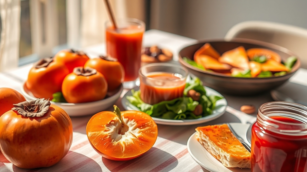 단감 활용법: 레시피 (realistic 스타일)