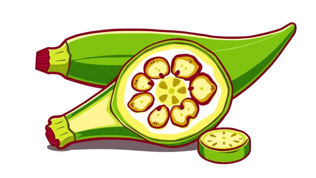 오크라 효능: 건강에 미치는 영향 (cartoon 스타일)