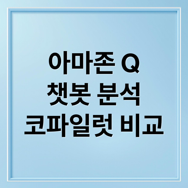 아마존 Q
챗봇 분석
코파일럿 비교 (AWS ‘아마존 Q(Amazon Q)’, 개인용 무료 버전 출시)