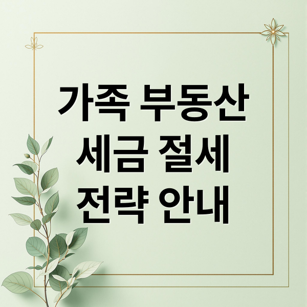 가족 부동산
세금 절세
전략 안내 (가족 부동산 거래 세금)