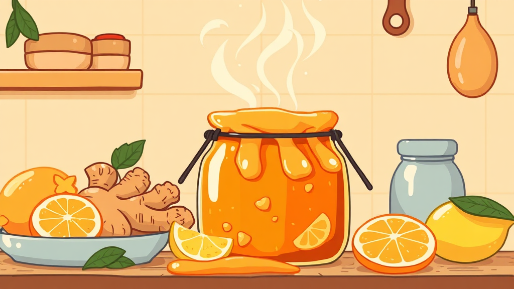 초간단 생강청 제조 과정 (illustration 스타일)