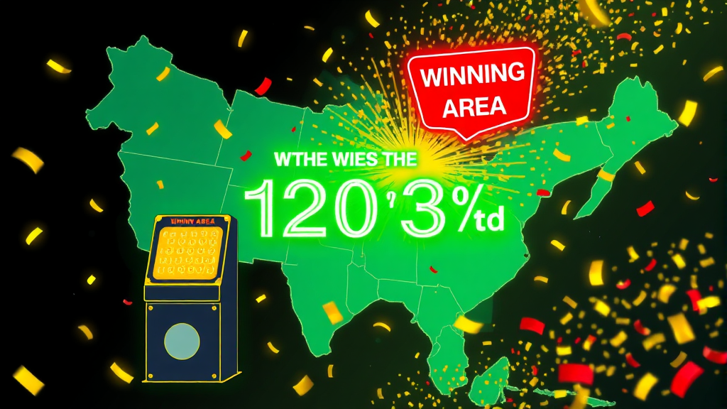 1203회 로또 1등 당첨 지역 (illustration 스타일)