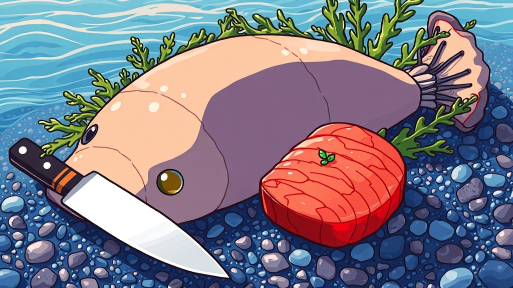 해삼 손질 및 섭취 방법 (cartoon 스타일)