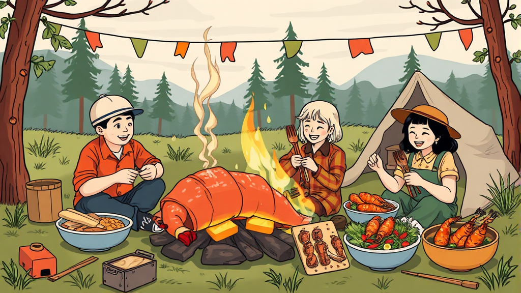 바베큐 & 조식, 놓치지 마세요! (illustration 스타일)