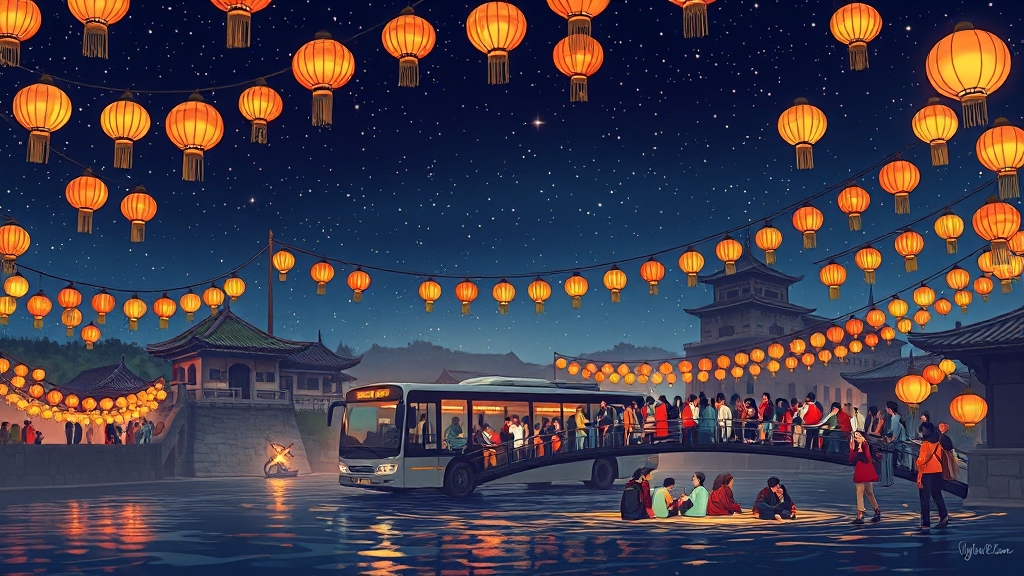 주차, 셔틀, 가는 길 (illustration 스타일)