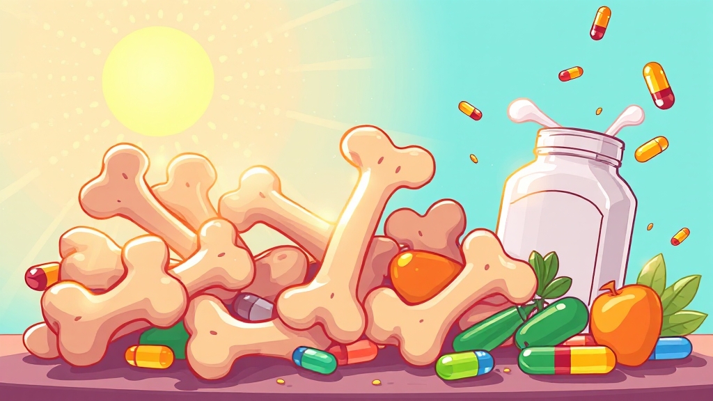 골다공증 예방을 위한 영양 관리 (cartoon 스타일)