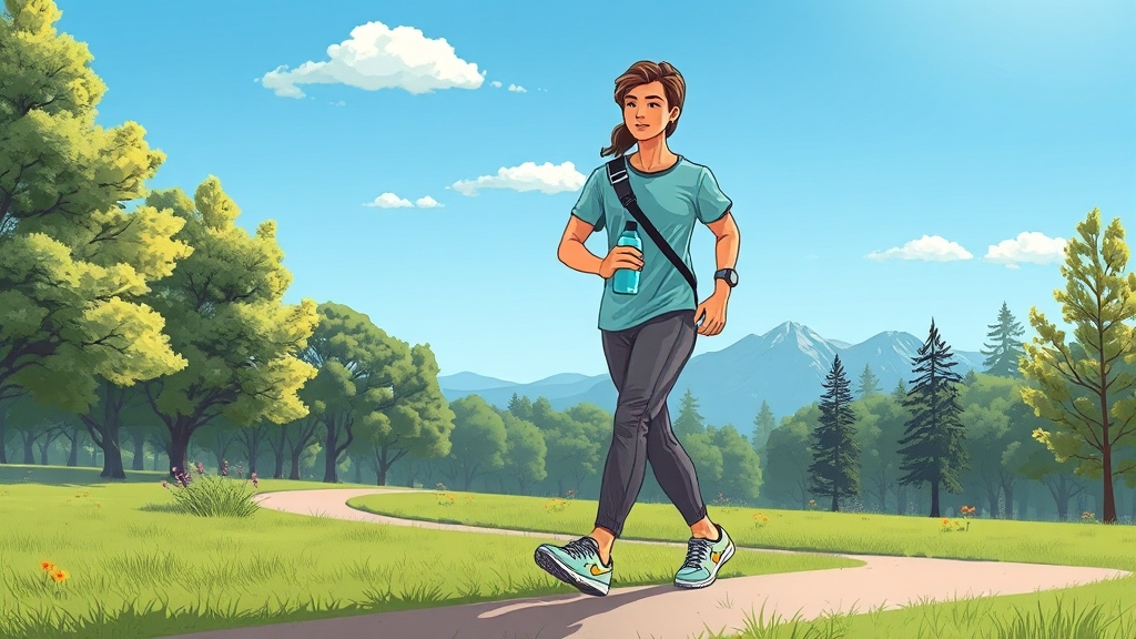 걷기 운동 시 주의사항 (cartoon 스타일)