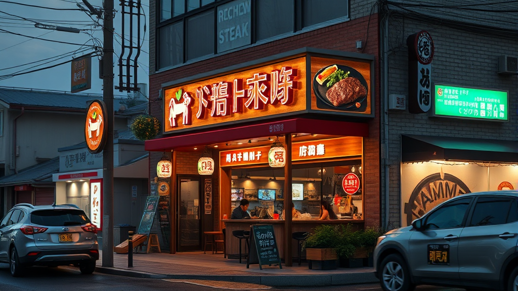 망치 스테이크 맛집은 어디에? (realistic 스타일)