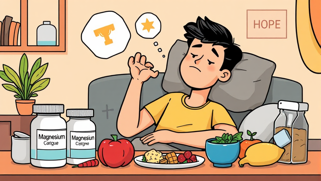 마그네슘 부족 시 나타나는 다양한 신호들 (cartoon 스타일)