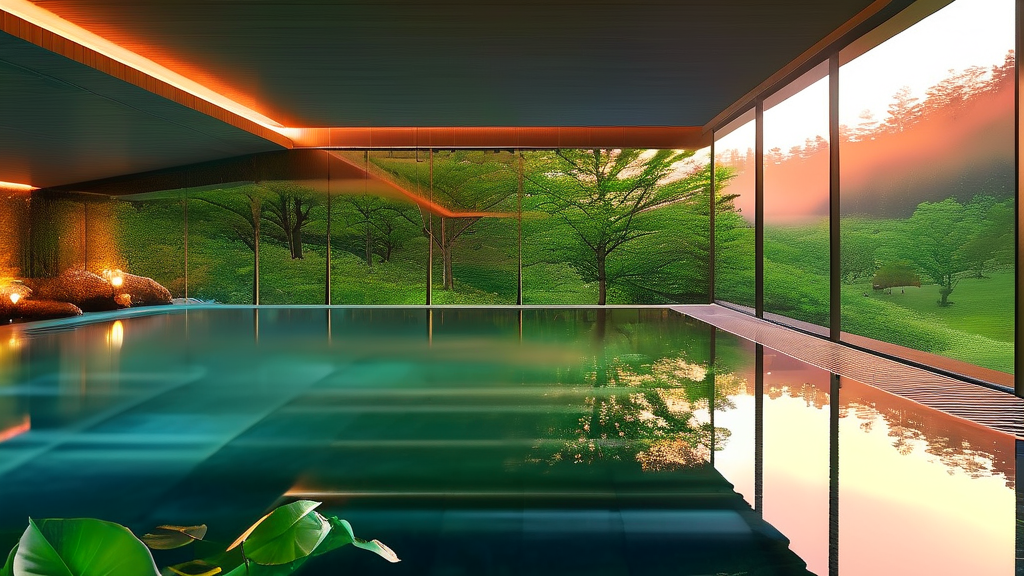 여행의 피로를 녹이는 따뜻한 온천 경험 (realistic 스타일)