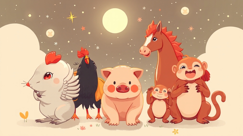 12지신별 오늘의 운세 (illustration 스타일)