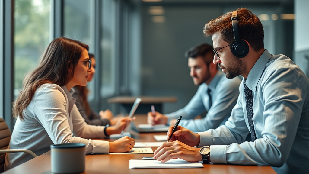 회의 중 놓치지 않는 비결: 노션 AI 요약 기능 활용법 (realistic 스타일)