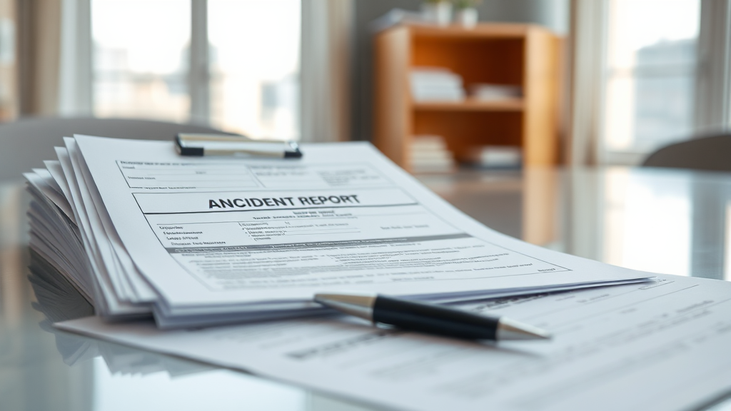 산재보험 신청 시 필요 서류 (realistic 스타일)