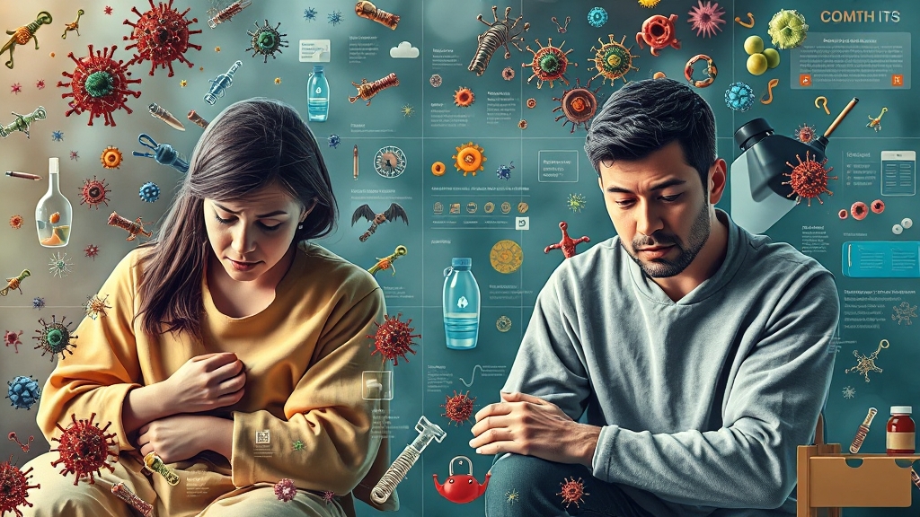 식중독 증상: 종류별 특징 비교 (realistic 스타일)