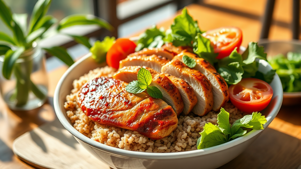 간편한 현미밥 채소 샐러드 레시피 (realistic 스타일)