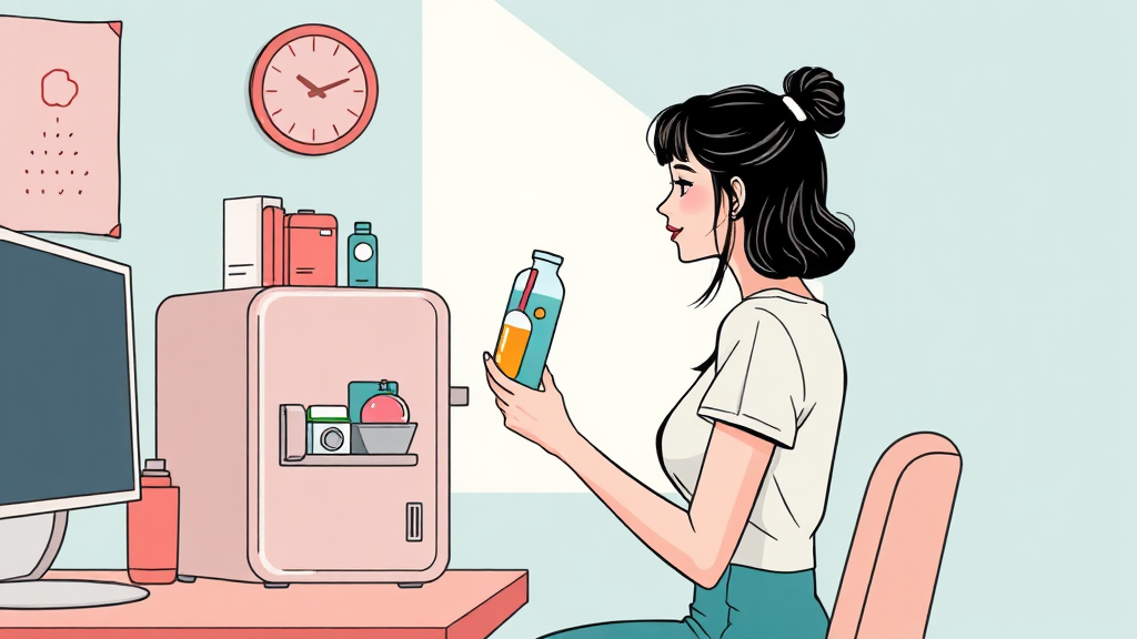 똑똑한 활용법: 미니 냉장고, 이렇게 사용해 보세요! (illustration 스타일)