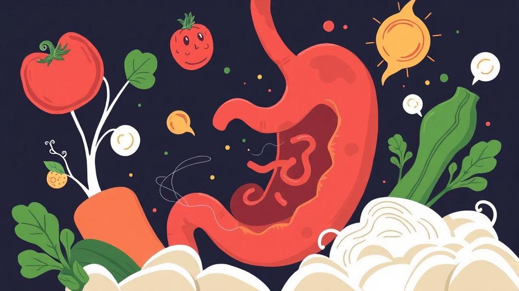 채소가 혈당 흡수를 늦추는 과학적 원리 (illustration 스타일)