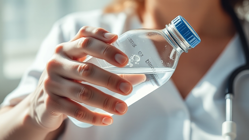 장염 시 탈수 예방 및 관리 (realistic 스타일)