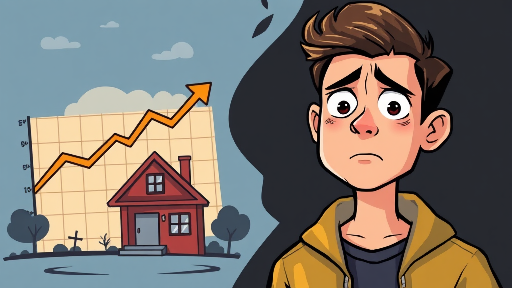 미래 불안, 경제적 선택의 덫 (cartoon 스타일)