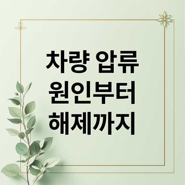 차량 압류
원인부터
해제까지 (차량 압류 해제 방법)