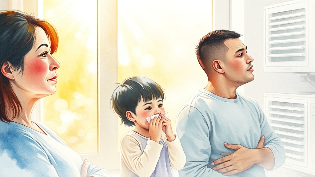 냉방병 주요 증상 (watercolor 스타일)