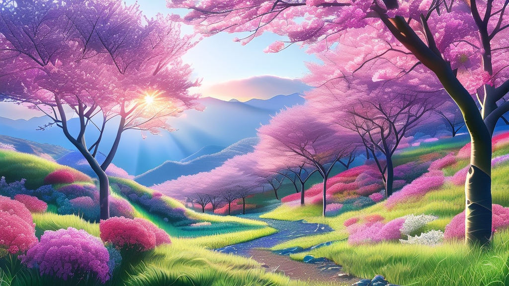 자연 속 힐링: 황매산 철쭉제의 매력 (realistic 스타일)