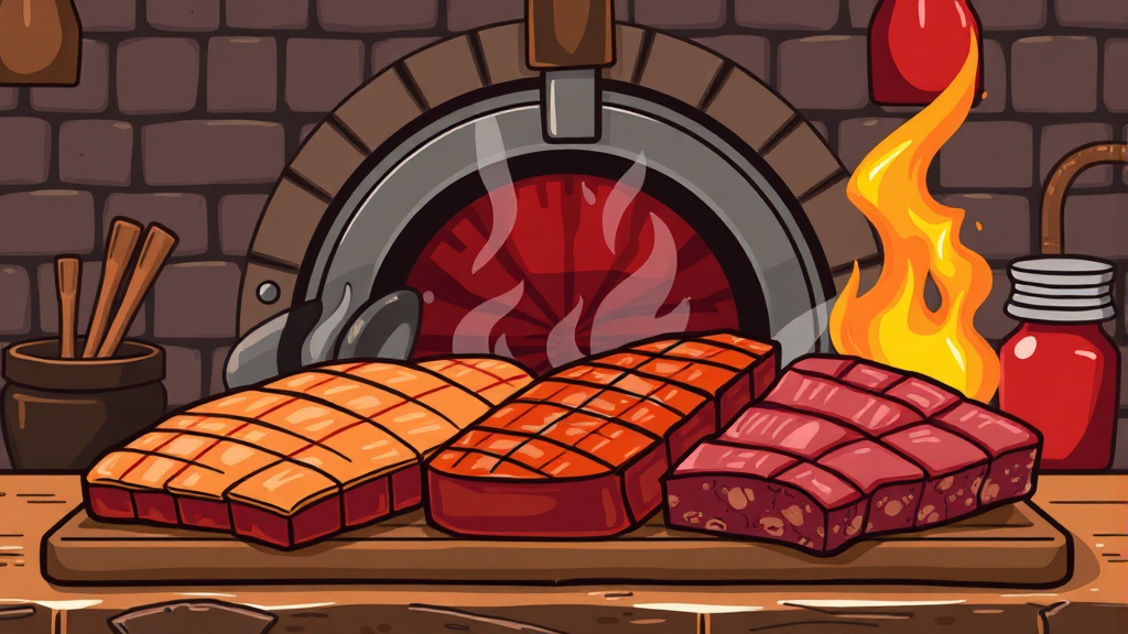 쪽갈비 종류별 특징 (illustration 스타일)